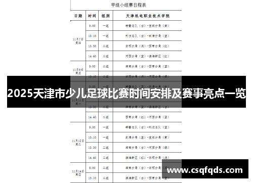 2025天津市少儿足球比赛时间安排及赛事亮点一览